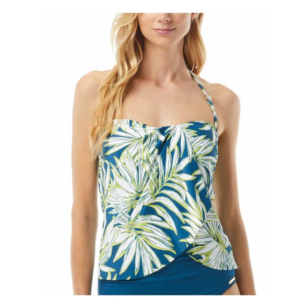 VINCE CAMUTO SWIM Women's Teal Draped Removable Cups Bandini Tankini Top XS